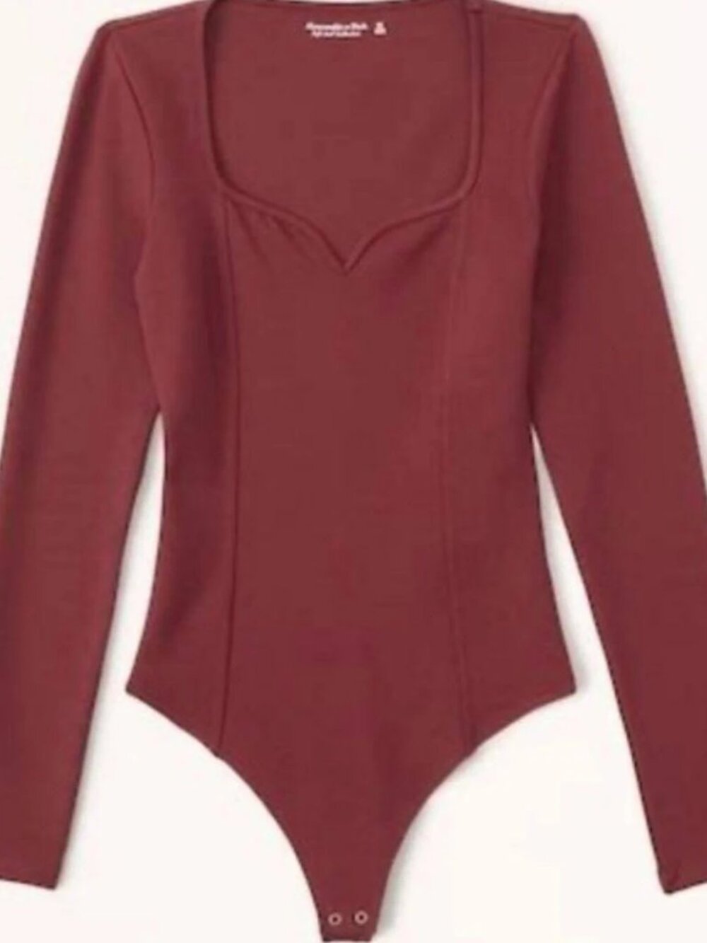 Abercrombie & Fitch - Soft AF Long-Sleeve Ponte Sweetheart Bodysuit | XS | Burgu